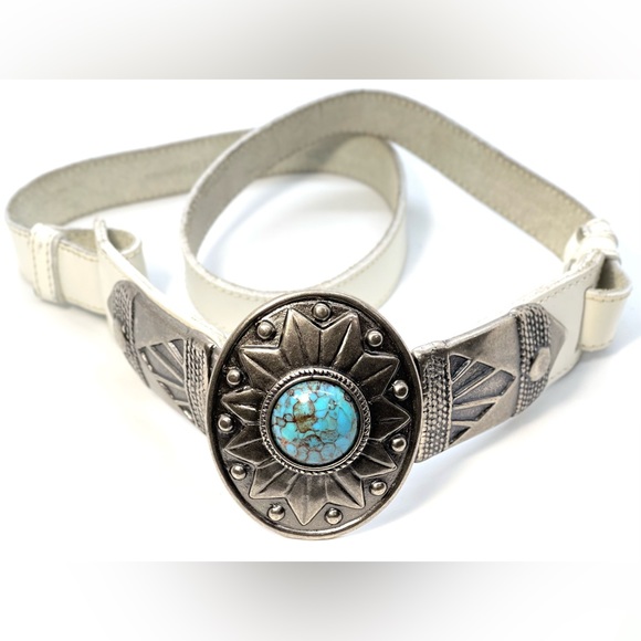 Vintage Bobo Western Leather Belt and Jeweled buckle